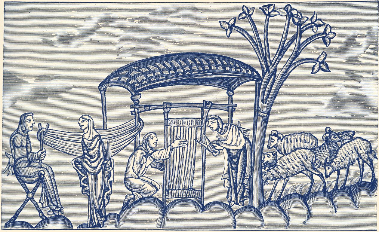 Kobieta tkająca, A.D. 1130 - 1174 autorstwa Unbekannter Künstler