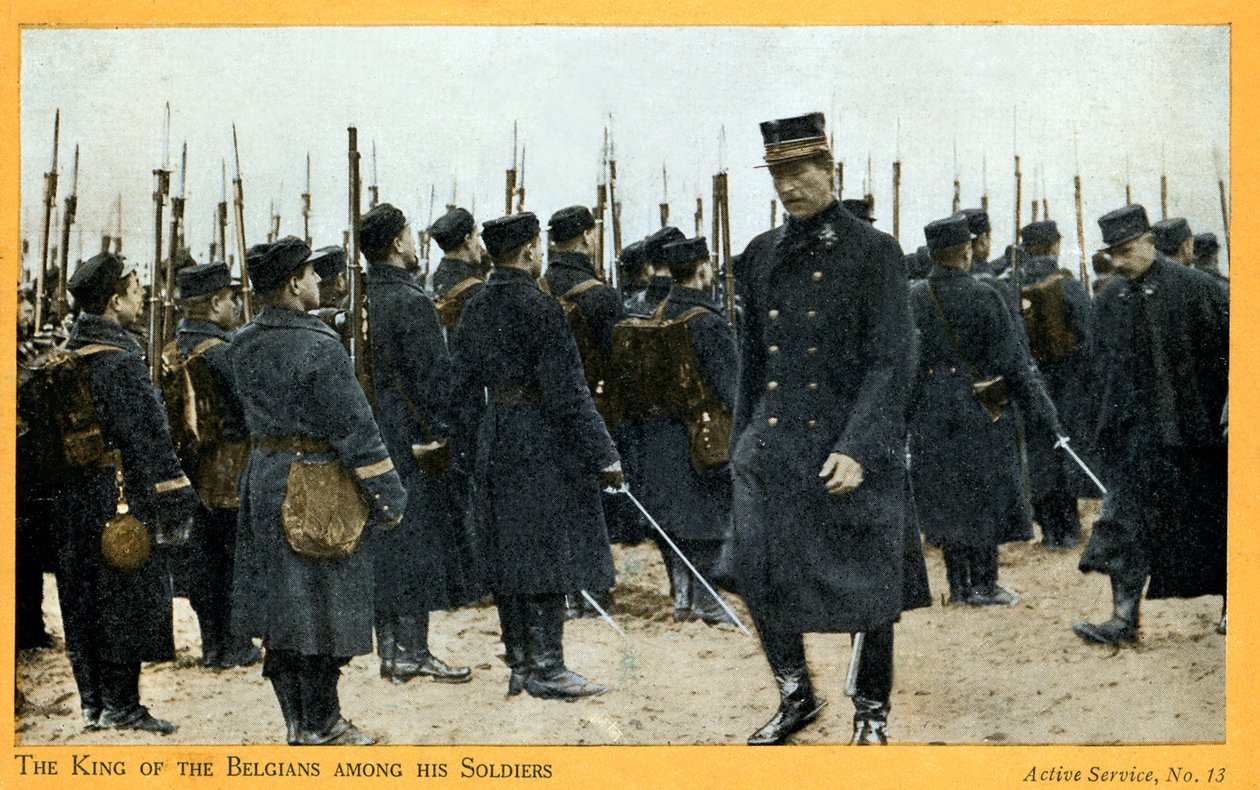 I wojna światowa: Albert I z Belgii ze swoimi żołnierzami (pocztówka) autorstwa Unbekannter Künstler