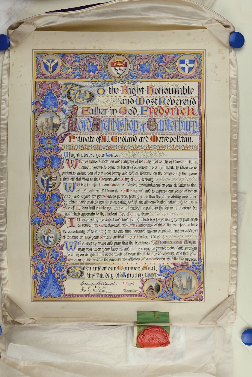 Pisemny adres powitalny do arcybiskupa Fryderyka Temple autorstwa Alec Hunter