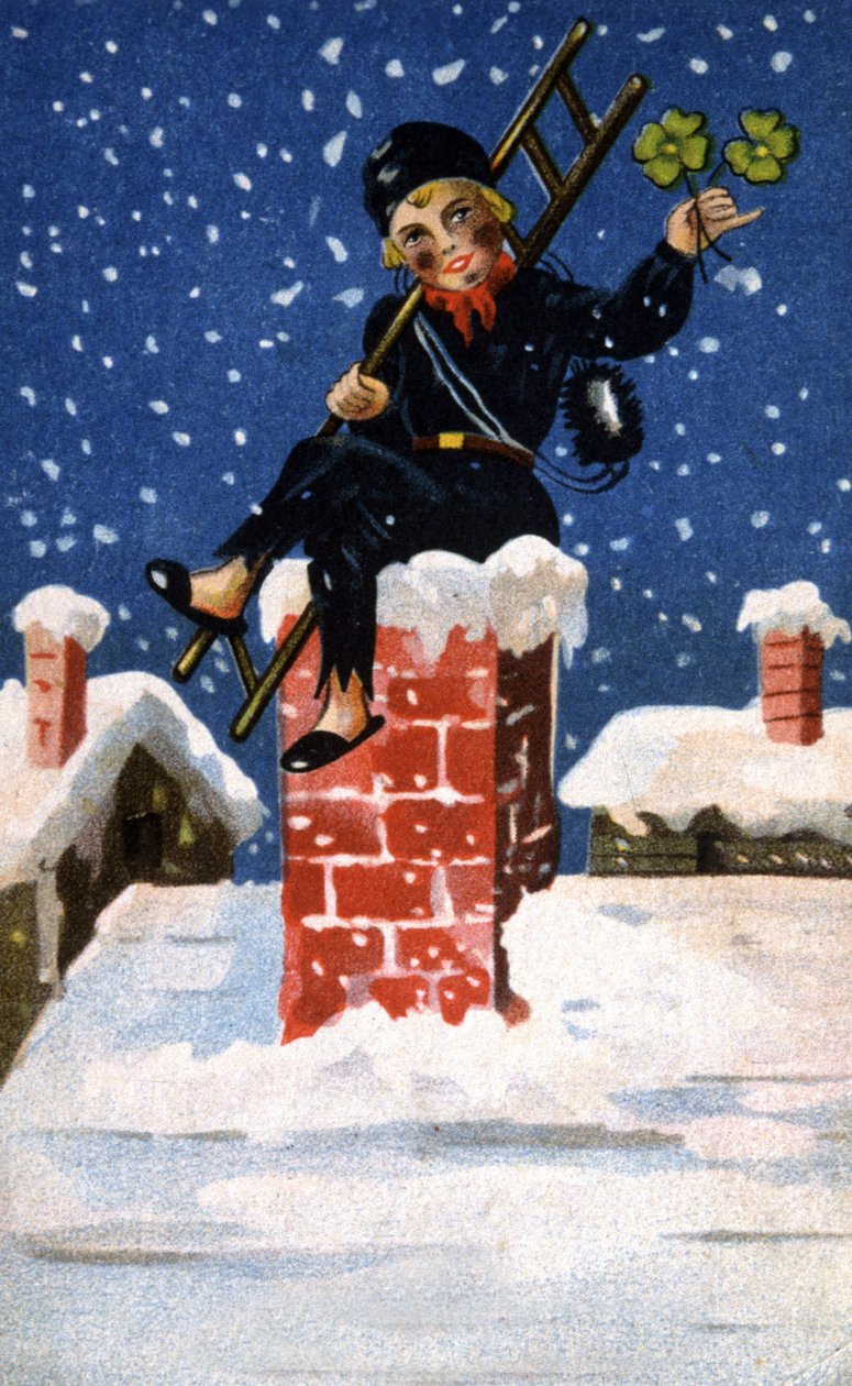 Młody kominiarz z koniczyną na szczęście, ok. 1920 r. (ilustracja) autorstwa Unbekannter Künstler