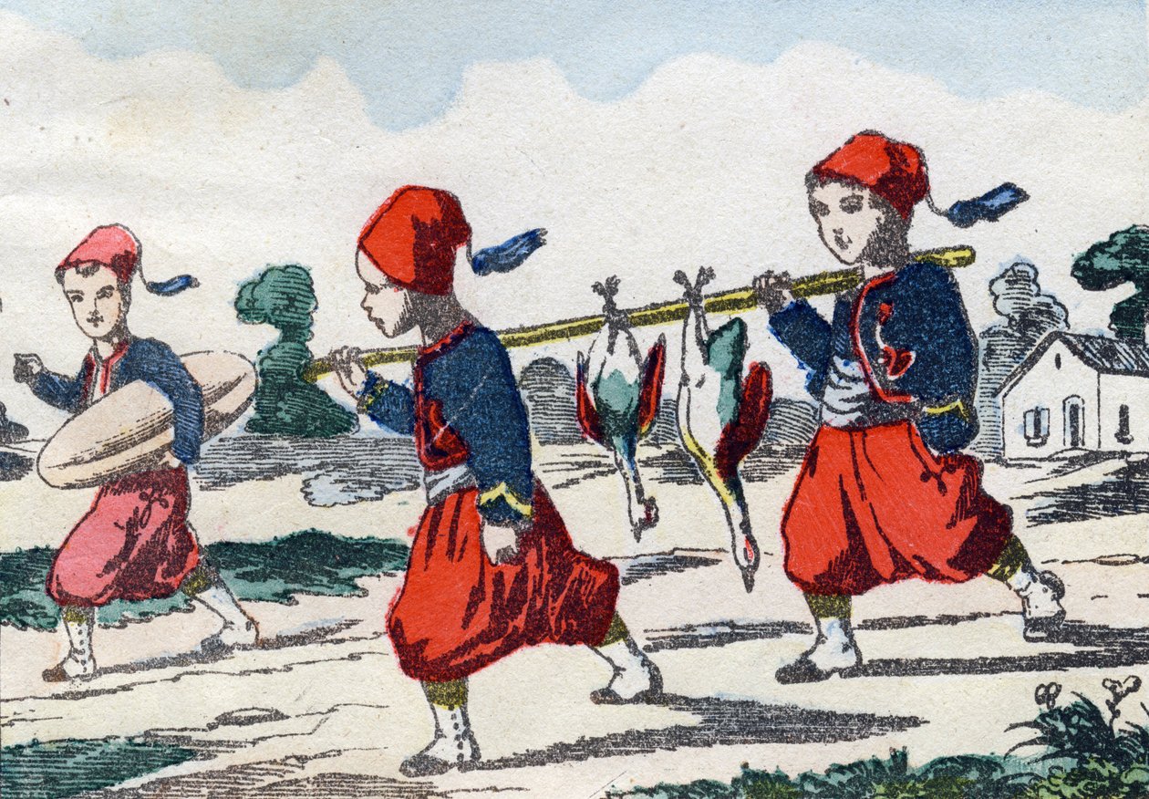 Żuawowie. Grawerowanie „Dziecięcy alfabet wojskowy””. Zdjęcie Pont-a-Mousson, około 1890. 20 stron. Słońce: 28,5x21 cm autorstwa Unbekannt