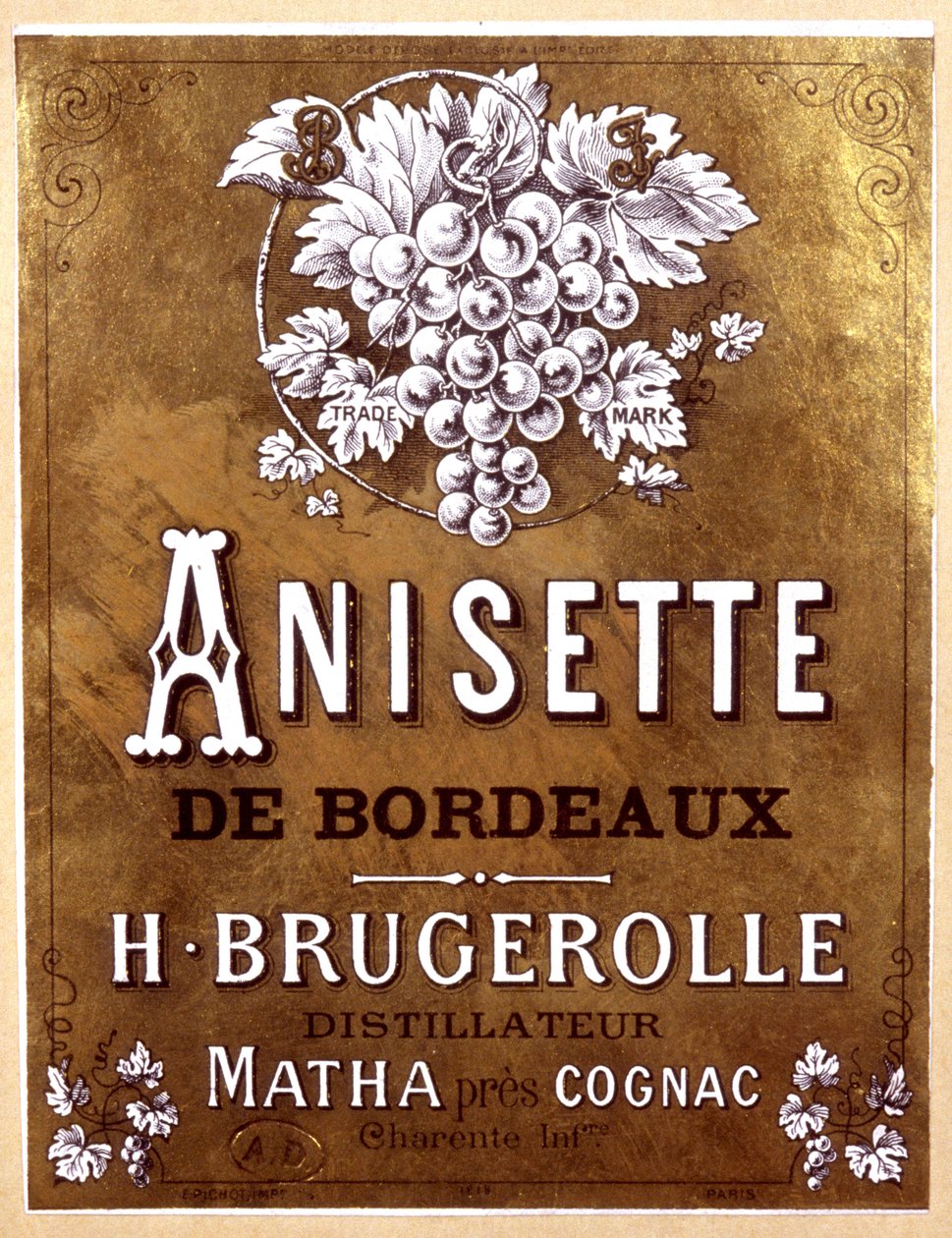 Etykieta butelki Anisette de Bordeaux, koniec XIX wieku autorstwa Unbekannter Künstler
