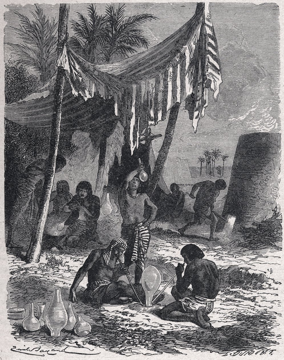 Szklarstwo w starożytnym Egipcie, ok. 1880 r. (rycina) autorstwa Unbekannter Künstler