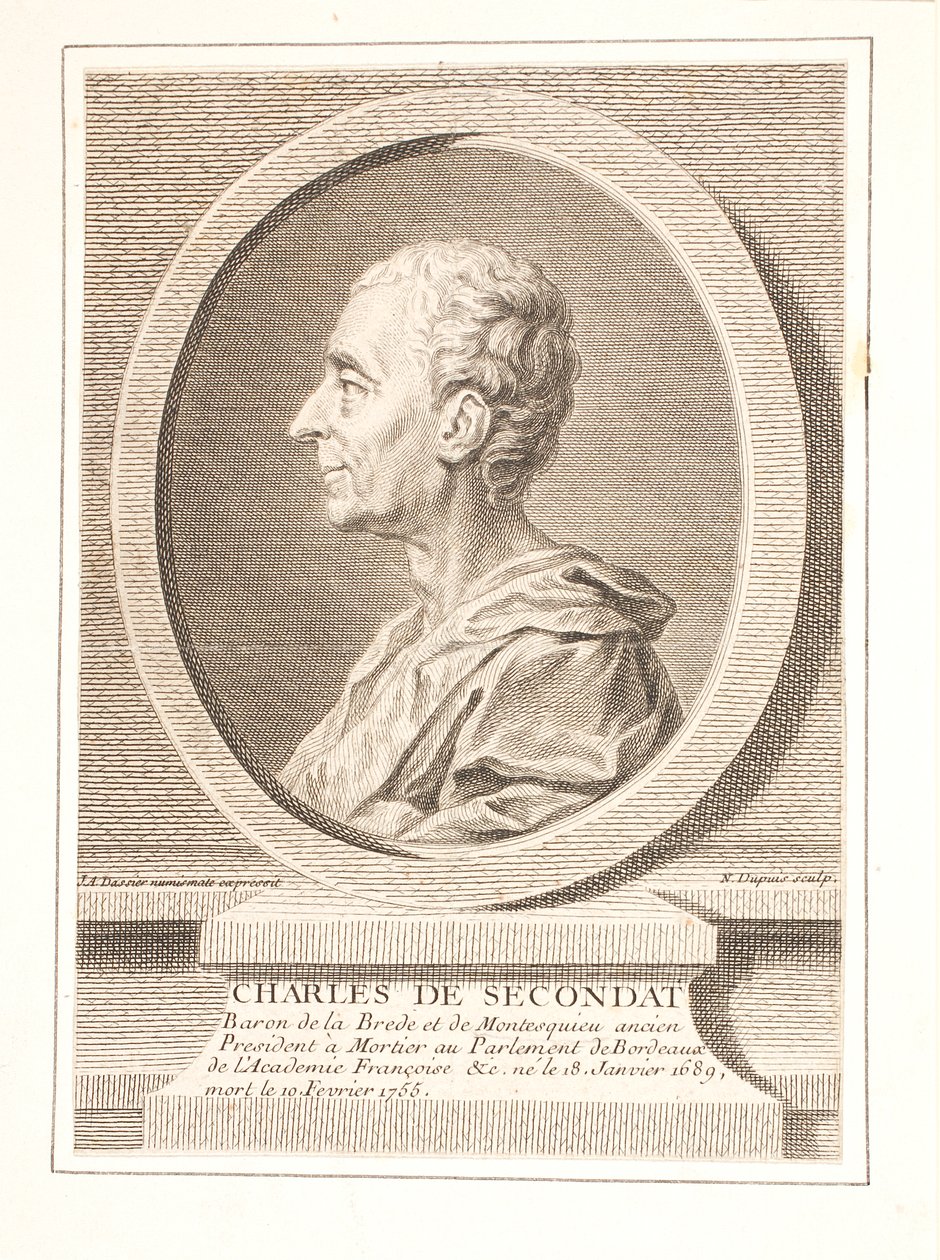 Charles-Louis de Secondat, baron La Brede i Monteskiusz autorstwa Unbekannter Stecher