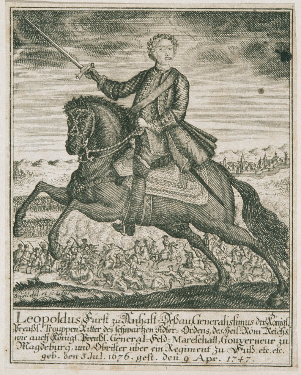 Dowódca armii pruskiej Leopold I. Książę Anhalt-Dessau autorstwa Unbekannter Stecher