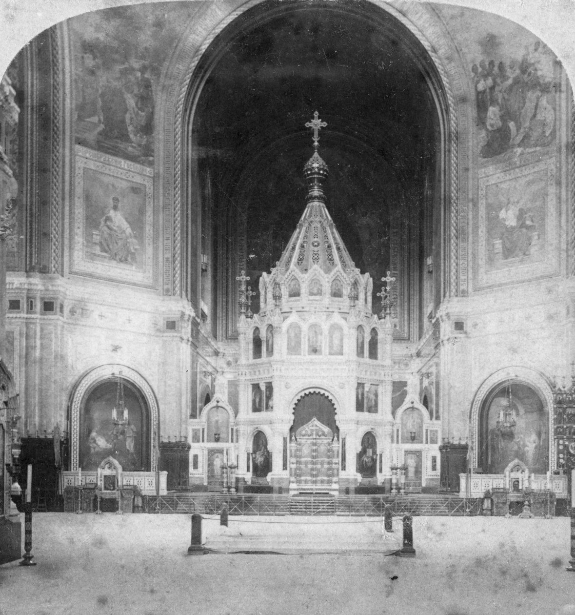 Ołtarz, Sobór Chrystusa Zbawiciela, Moskwa, Rosja, 1898 autorstwa Underwood and Underwood