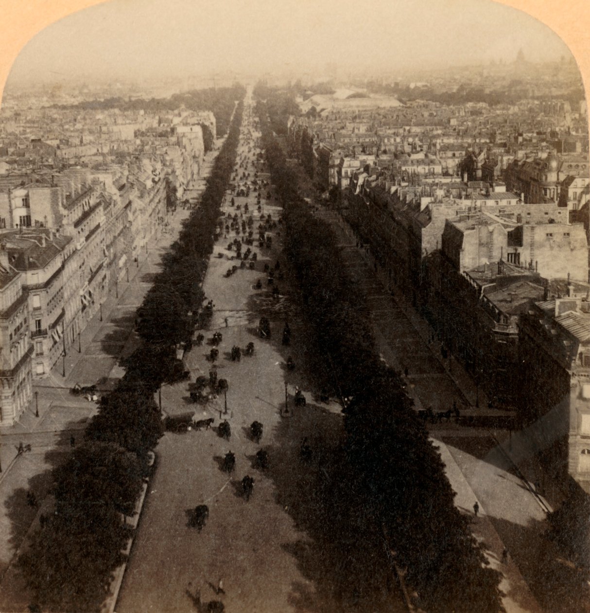 Champs Elysees, Ulubiona Droga Paryża, Francja, 1894. autorstwa Underwood and Underwood