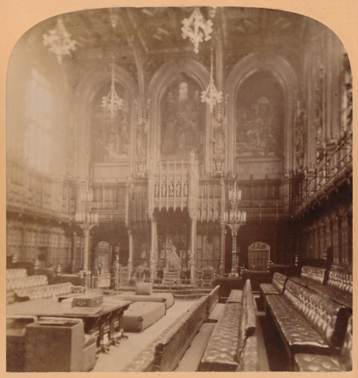 Izba Lordów, Houses of Parliament, Londyn, Anglia, 1900. autorstwa Underwood and Underwood