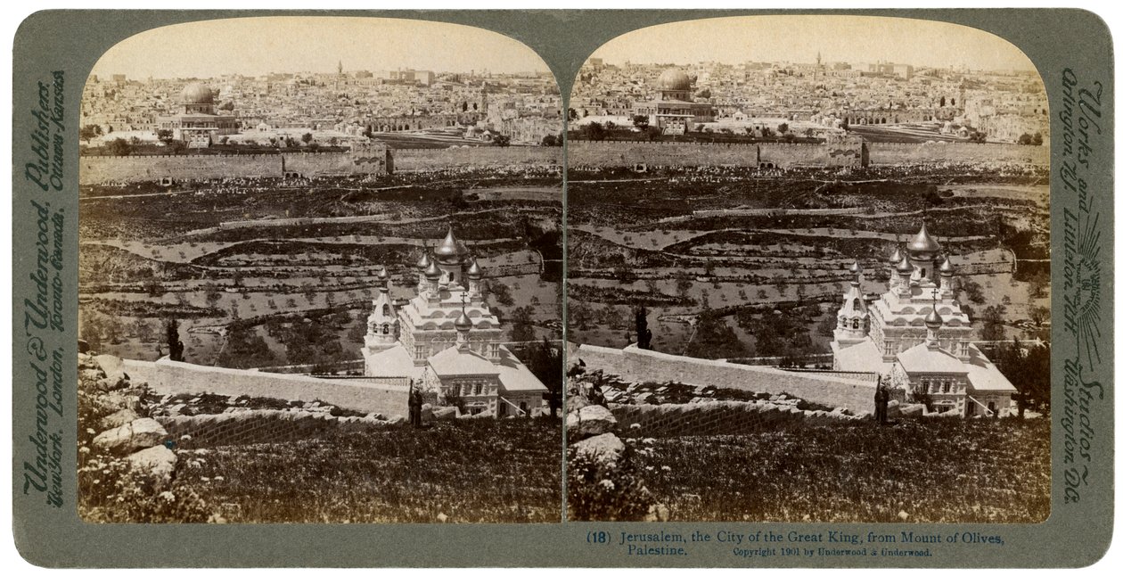 Jerozolima widziana z Góry Oliwnej, Palestyna, 1901. autorstwa Underwood and Underwood