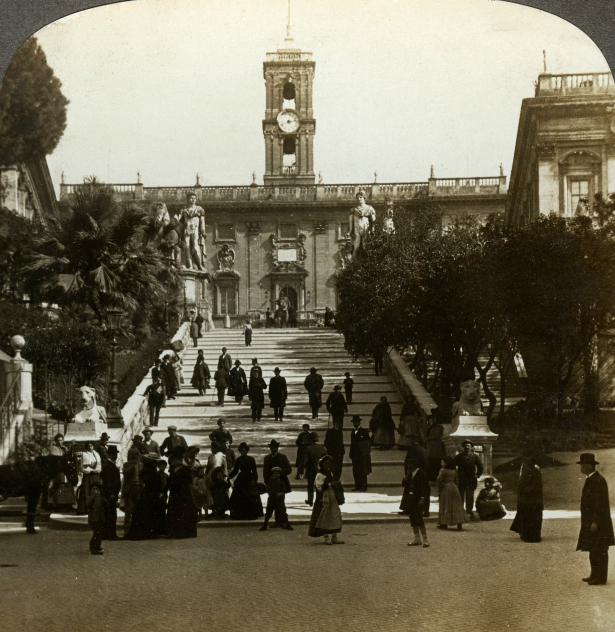 Pałac Senatorski, Piazza del Campidoglio, Kapitol, Rzym, Włochy. autorstwa Underwood and Underwood