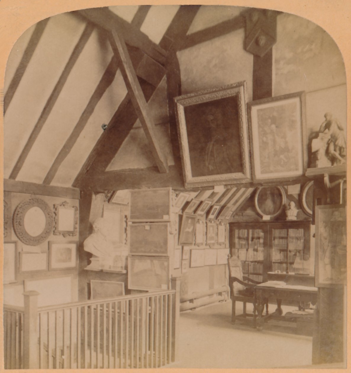 Biblioteka w Domu Szekspira, Stratford-on-Avon, Anglia, 1900. autorstwa Underwood and Underwood