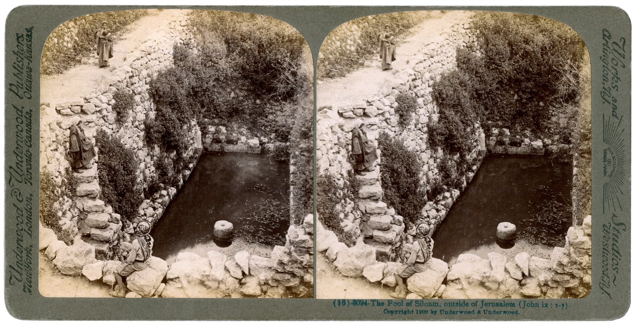 Sadzawka Siloam pod Jerozolimą, Palestyna, 1900. autorstwa Underwood and Underwood