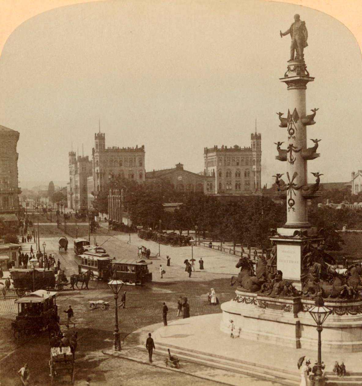 Pomnik Tegetthoffa na Prater-Stern, Wiedeń, Austria, 1898. autorstwa Underwood and Underwood