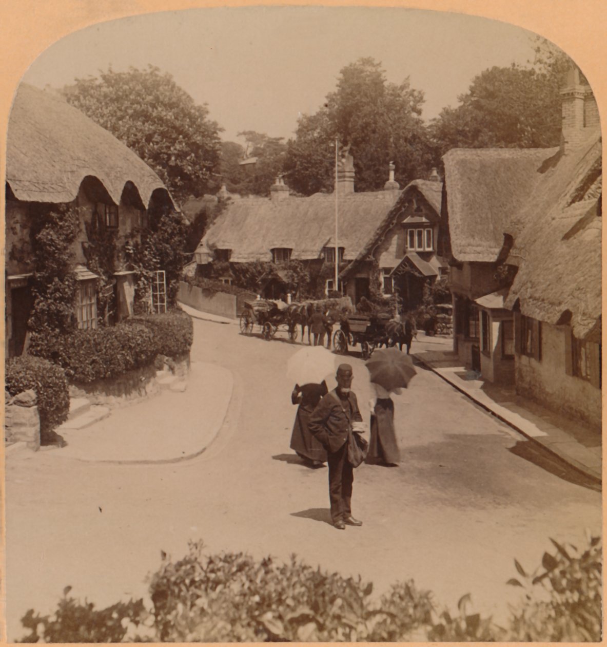 Urocze domy Shanklin, Isle of Wight, Anglia, 1900. autorstwa Underwood and Underwood