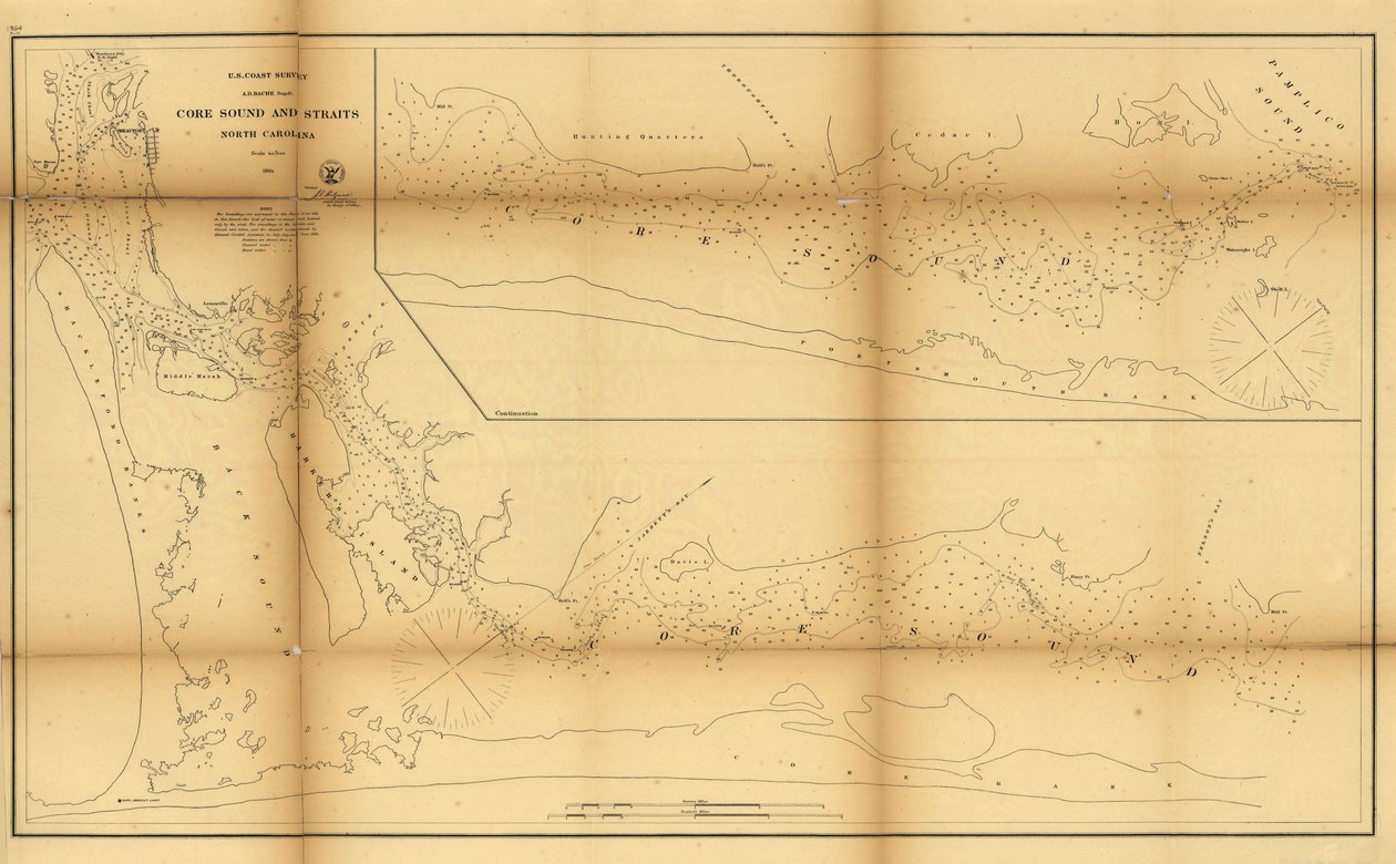 Core Sound and Straits, Karolina Północna. LOC 99447462 autorstwa United States Coast Survey