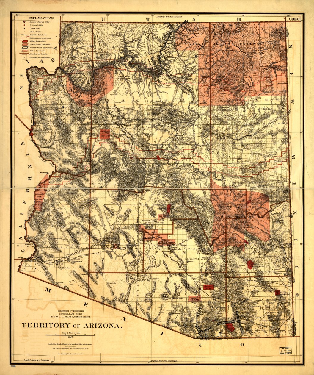 Terytorium Arizony. autorstwa United States. General Land Office