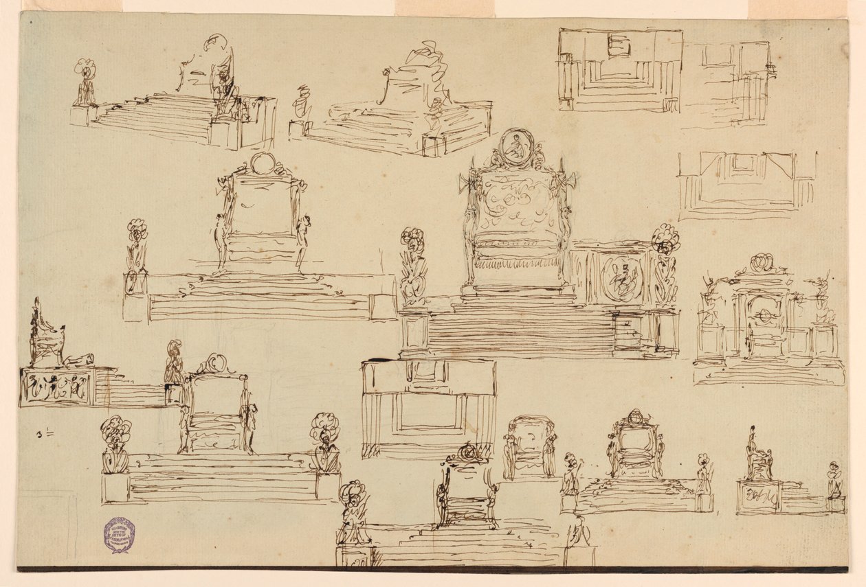 Rysunek, Piętnaście szkiców na tron, ca. 1810 autorstwa Unknown