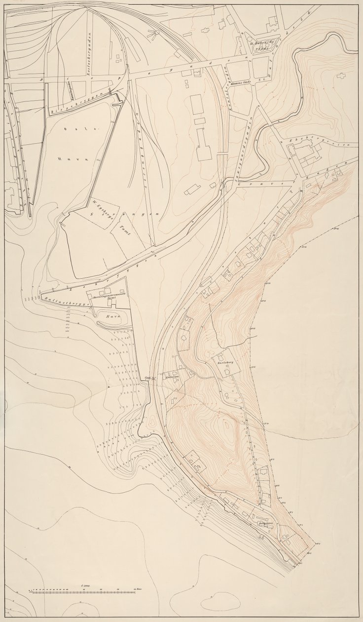 Mapa ze zbiorów map Biblioteki Narodowej. Mapa została opublikowana w (1897) i przedstawia Kristiania autorstwa Unknown
