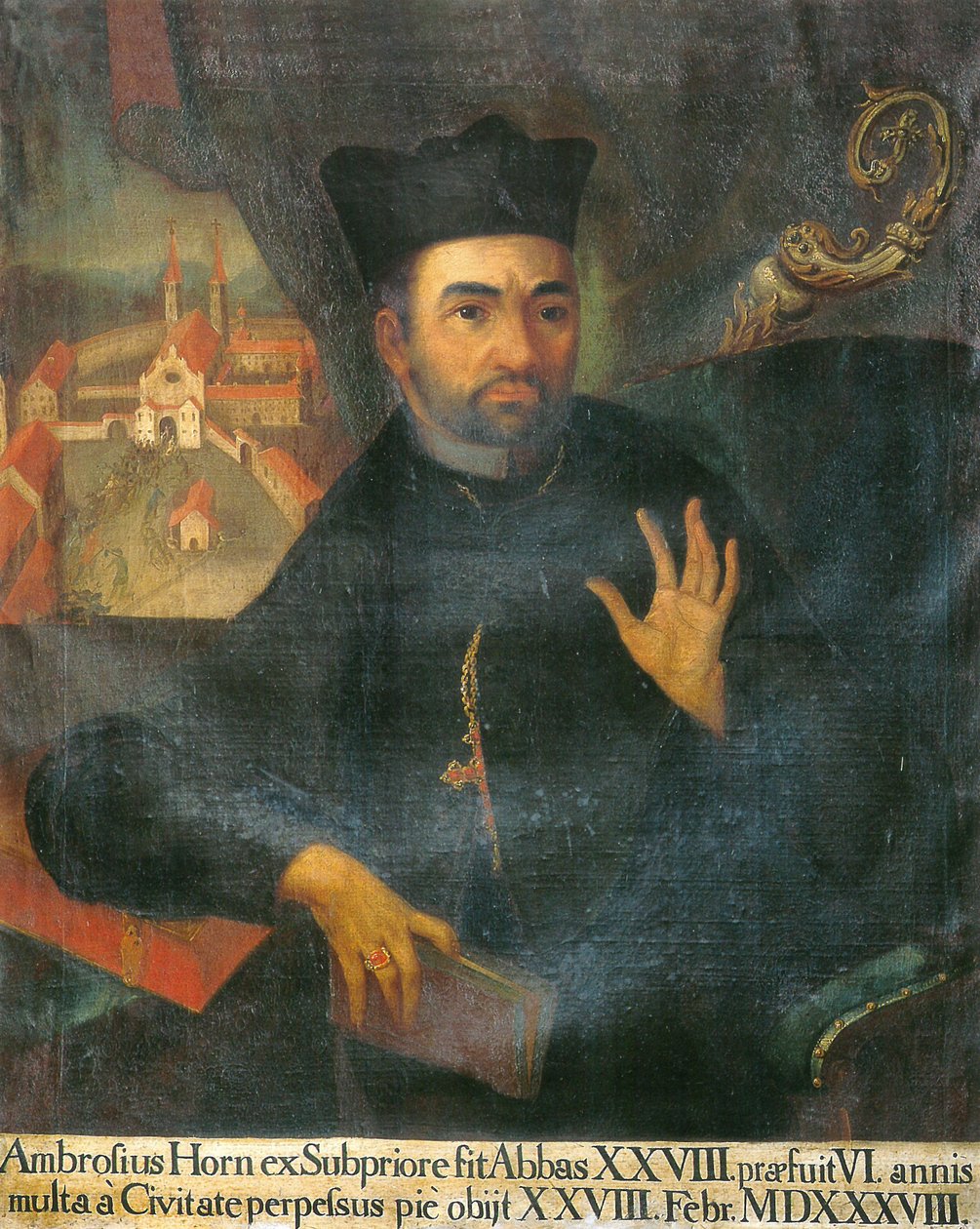 28 opat Ambrosius Horn, w tle ikonoklazm w klasztorze Isny autorstwa Unknown