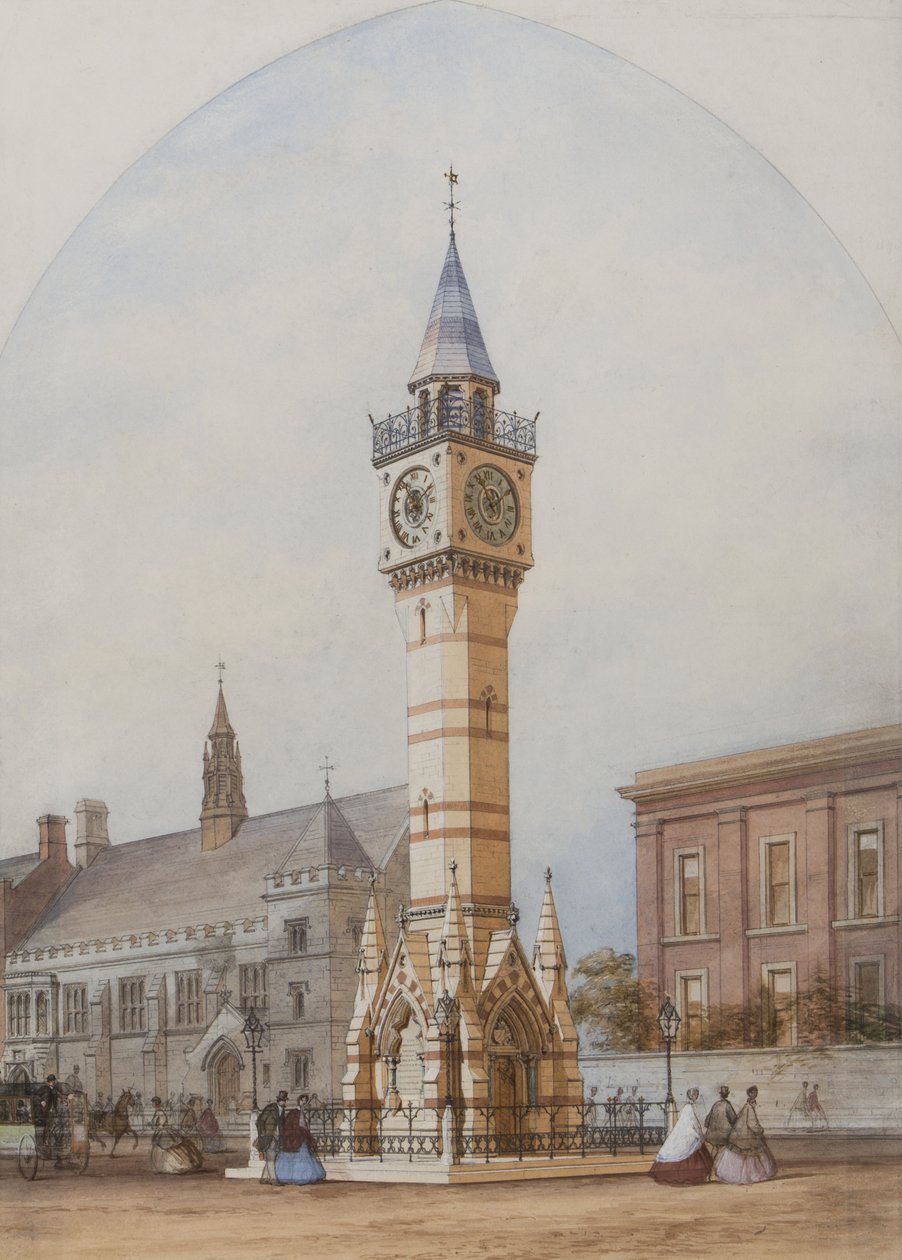 Elewacja architektoniczna: Wieża Zegarowa, ok.1860 (ołówek, atrament i wc na papierze) autorstwa Unbekannt Unbekannt
