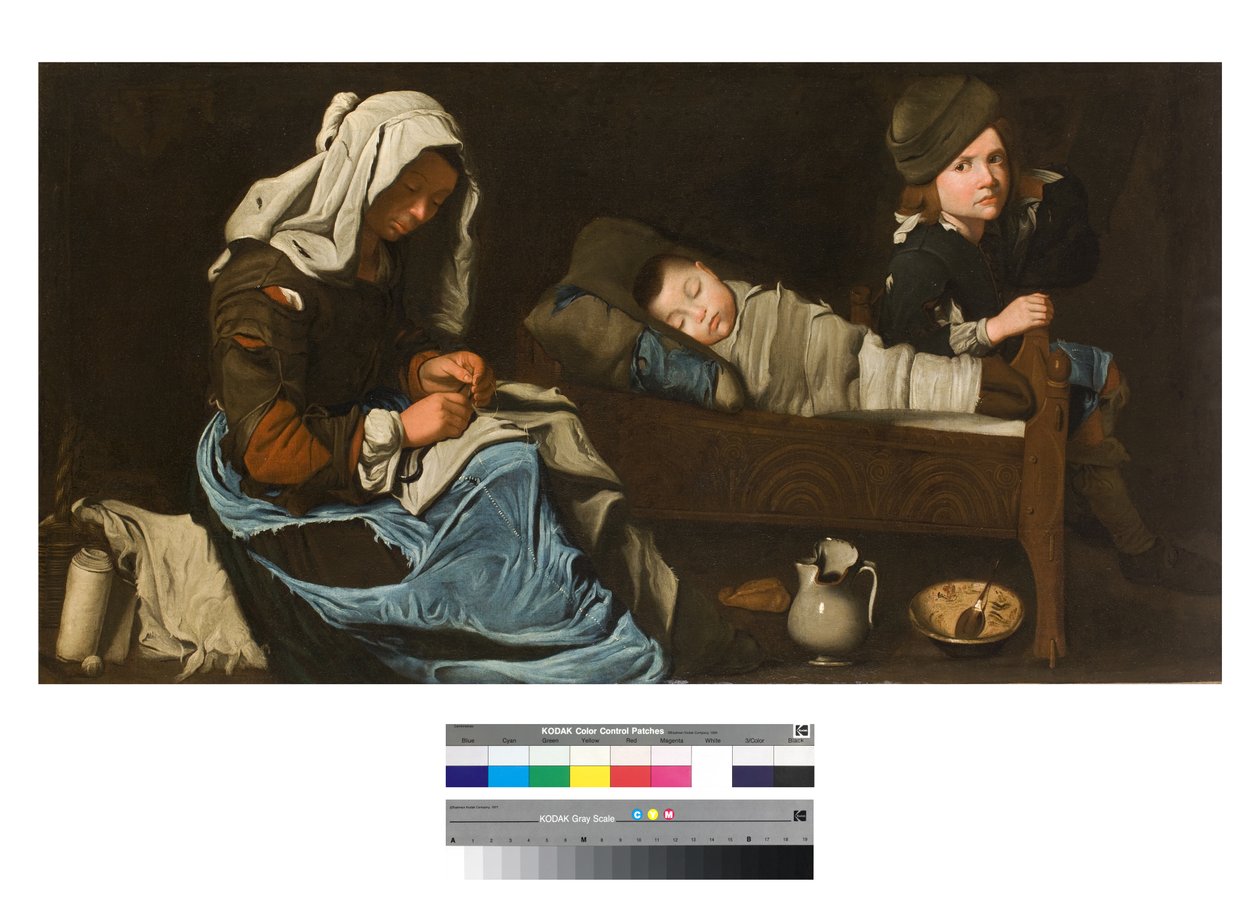 Matka szyjąca z dwójką dzieci, 1670-1700 autorstwa Unbekannt Unbekannt