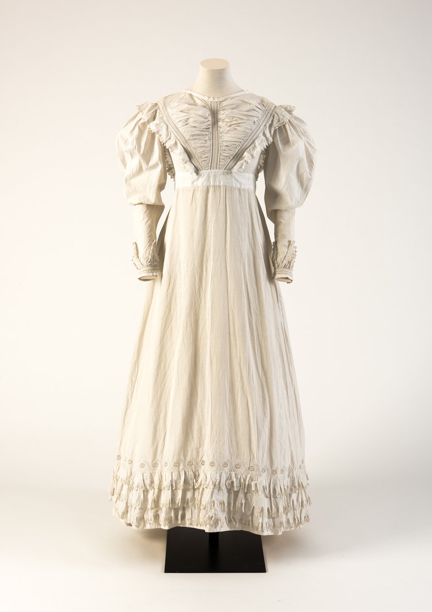 Biała cięta, ręcznie haftowana, bawełniana sukienka, 1824 (bawełna) autorstwa Unbekannt Unbekannt