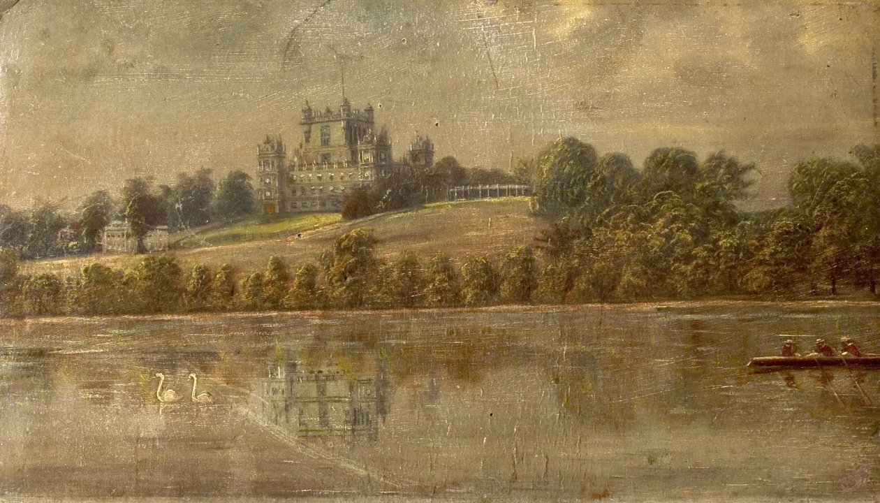 Wollaton Hall, Nottingham, od jeziora, ok. 1890 autorstwa Unknown
