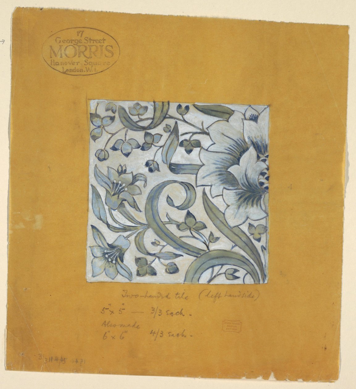 Rysunek, Design wg Williama Morrisa, Płytka, po 1917 autorstwa Unknown