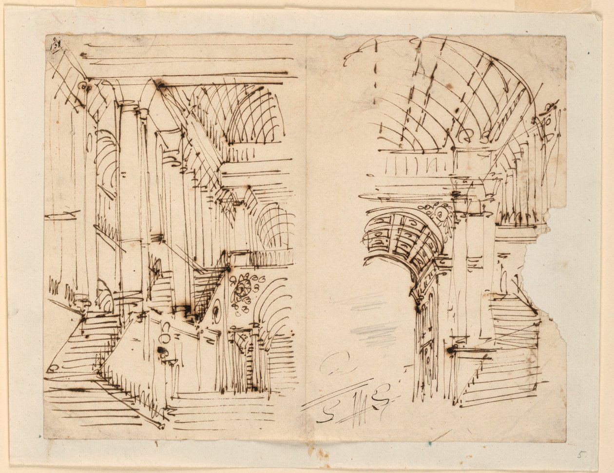 Rysunek, Scenografia, Klatki schodowe, początek XIX w. autorstwa Unknown