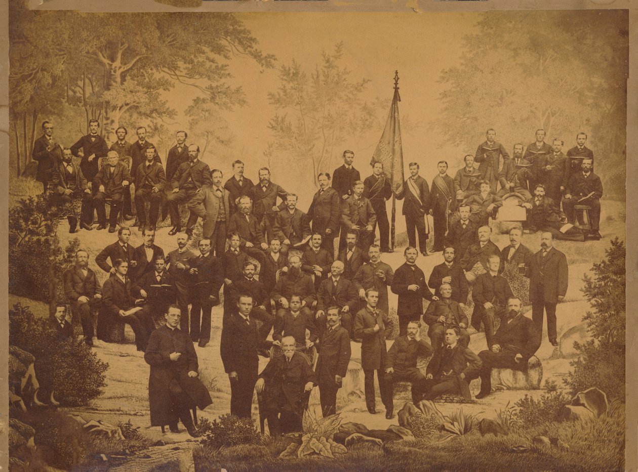 Oberursel Gesellenverein 1881 Zdjęcie panoramiczne z głównym pastorem Wilhelmem Tripp autorstwa Unknown