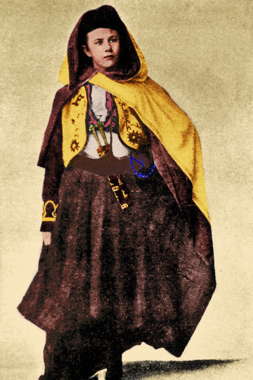 Szwajcarska odkrywczyni Isabelle Eberhardt w stroju arabskim, ok. 1897 (późniejsza koloryzacja) autorstwa Unknown