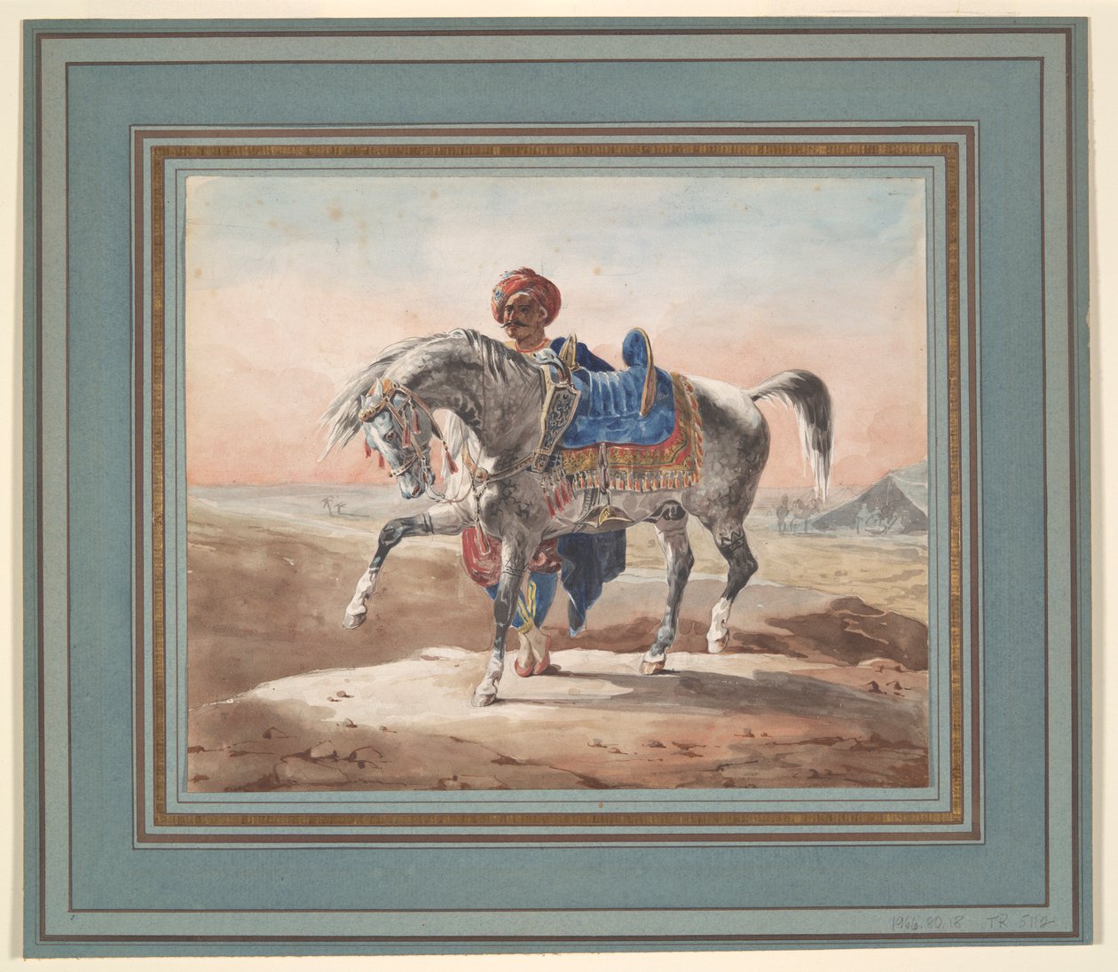 Arab stojący przy koniu autorstwa Unknown