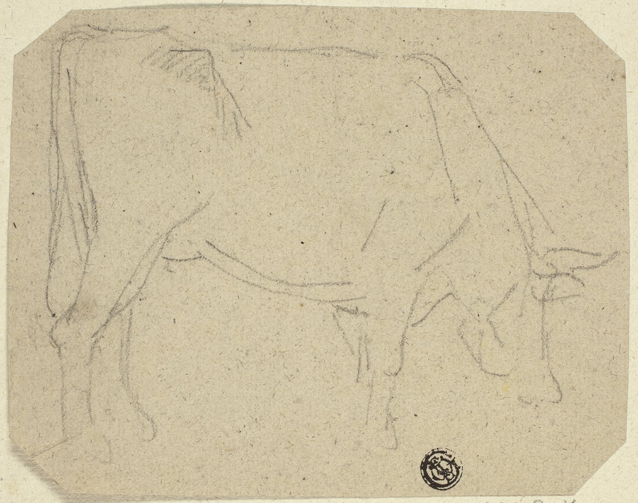 Wypas krowy (zwrócony w prawo) (recto); Zad konia (verso) autorstwa Unknown