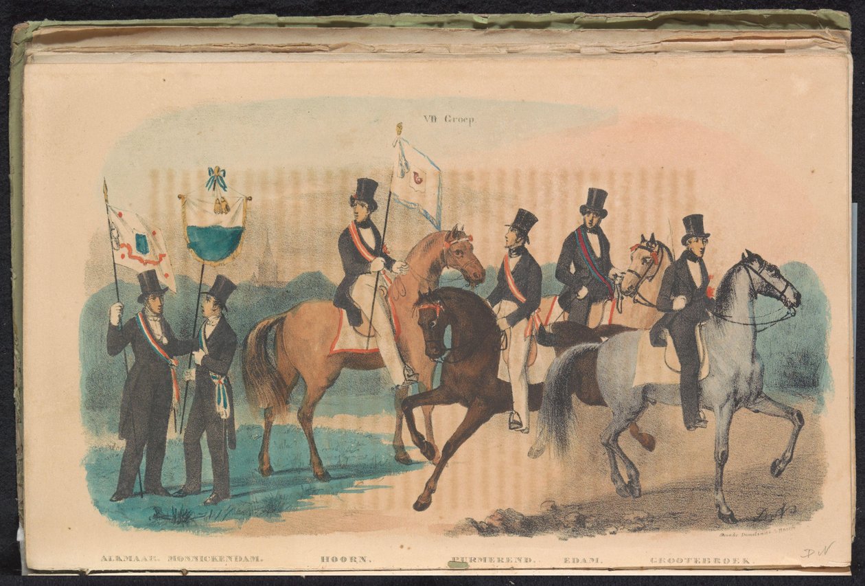 Stroje i sztandary gwardii honorowych Alkmaar, Monnickendam, Hoorn, Purmerend, Edam i Grootebroek, 1840-1842 VII. Grupa (tytuł na obiekcie) autorstwa Unknown