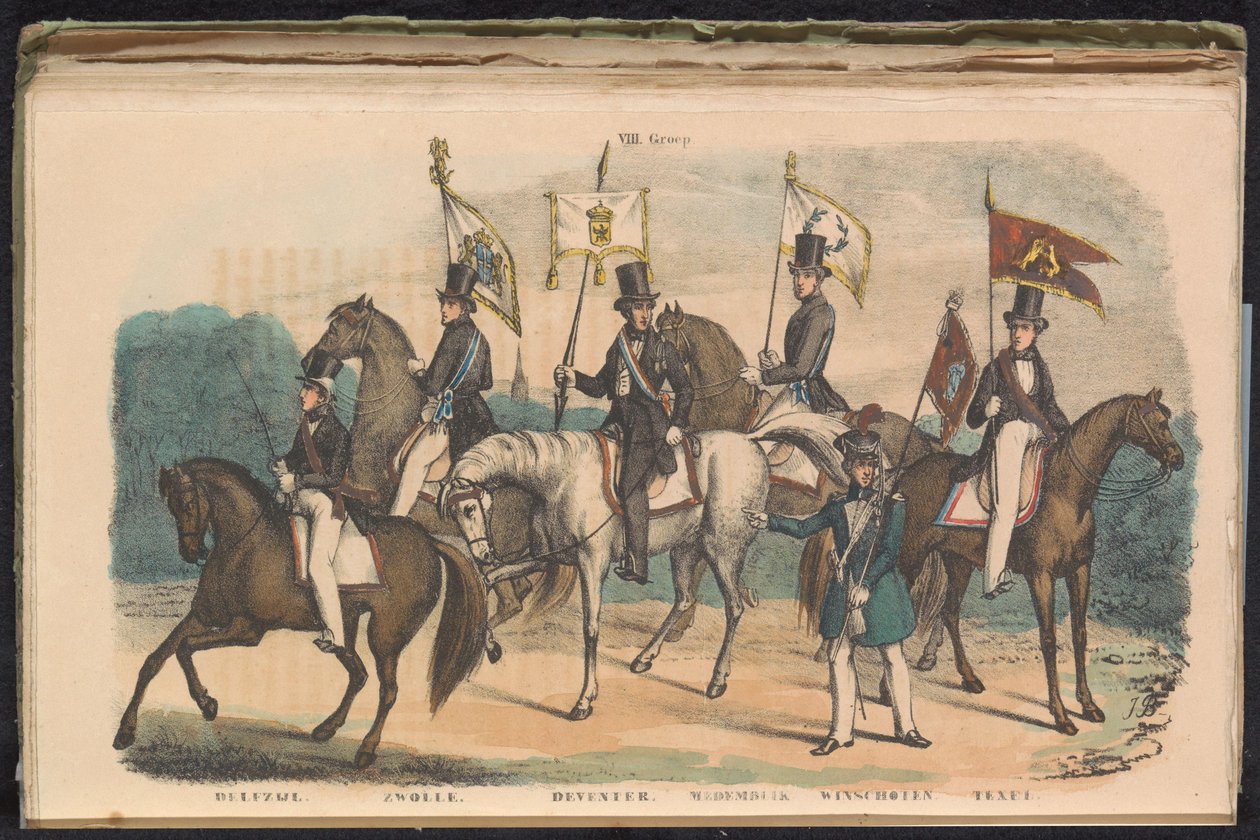 Stroje i sztandary gwardii honorowych Delfzijl, Zwolle, Deventer, Medemblik, Winschoten i Texel, 1840-1842 VIII. Grupa (tytuł na obiekcie) autorstwa Unknown