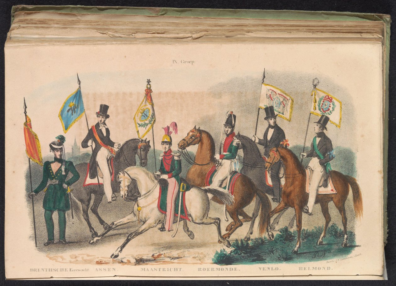 Stroje i sztandary gwardii honorowych Drenthe, Assen, Maastricht, Roermond, Venlo i Helmond, 1840-1842 IX. Grupa (tytuł na obiekcie) autorstwa Unknown