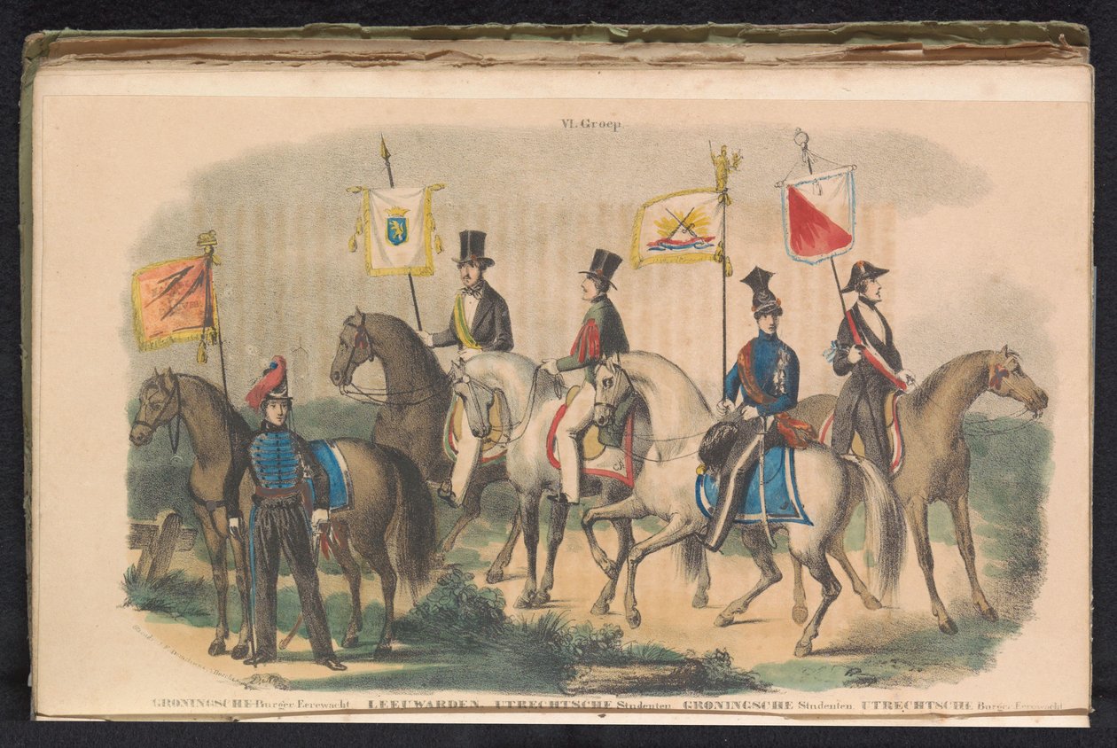 Stroje i sztandary gwardii honorowej Groningen, Leeuwarden i Utrechtu, 1840-1842 VI. Grupa (tytuł na obiekcie) autorstwa Unknown