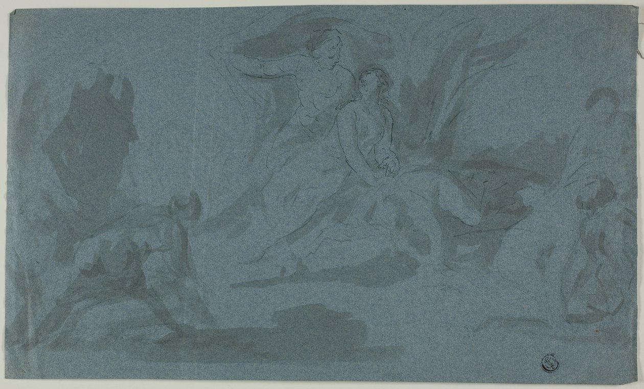 Scena mitologiczna z kąpiącą się kobietą autorstwa Unknown