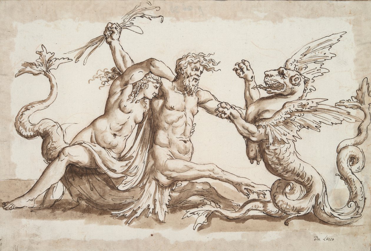 Nereid i Triton walczą z gryfem autorstwa Unknown