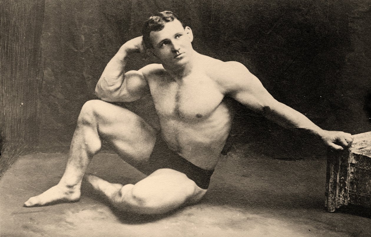 Portret zapaśnika wagi ciężkiej, Johann Lem, ok. 1910 r. autorstwa Unknown