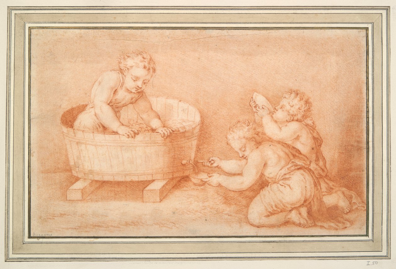 Putti robi wino autorstwa Unknown