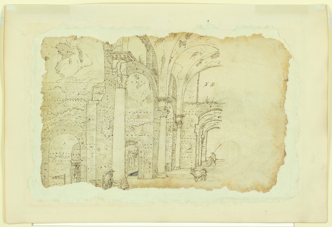 Ruiny Warunków Dioklecjana (recto); Inne spojrzenie na ten sam temat (verso) autorstwa Unknown
