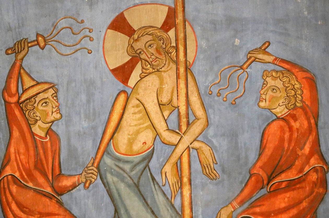 Kościół protestancki Saint-Pierre-le-Jeune, Pasja Chrystusa, Biczowanie Chrystusa, Fresco, Strasburg, Francja. autorstwa Unknown