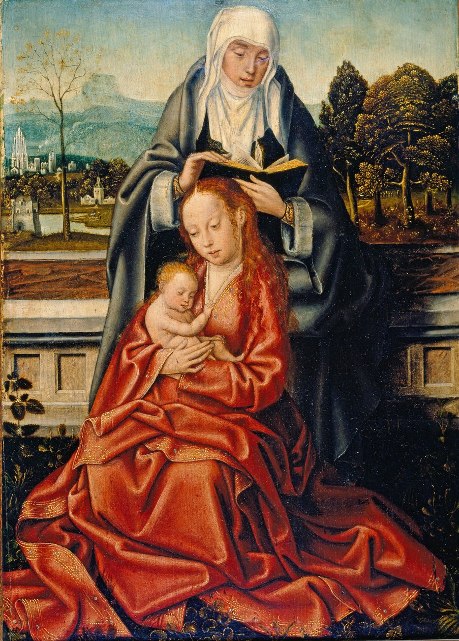 Dziewica z Dzieciątkiem ze św. Anną, XV w. autorstwa Unknown