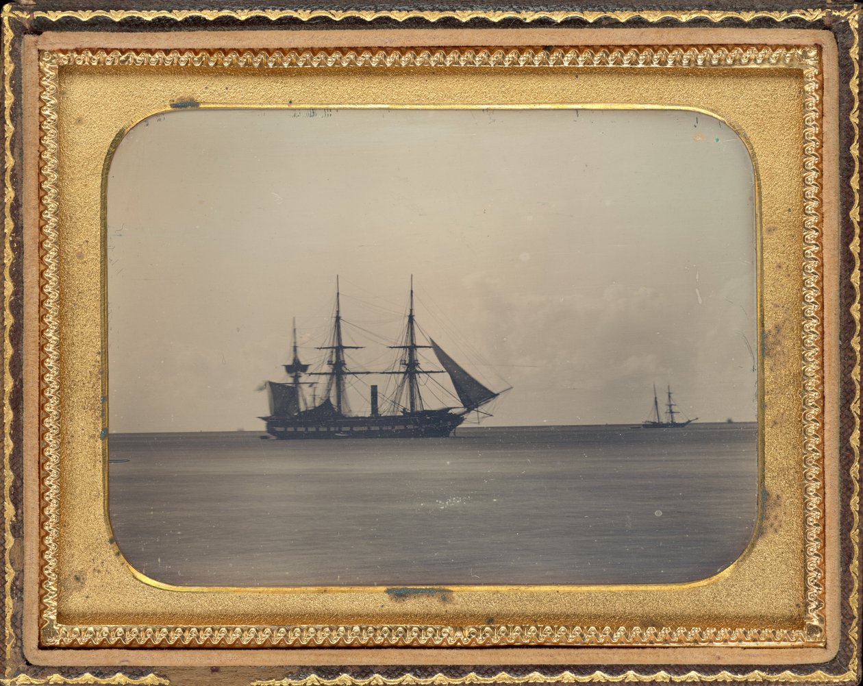 H.M.S. Dauntless w Anchor w Carlisle Bay, Barbados autorstwa Unknown 19th Century