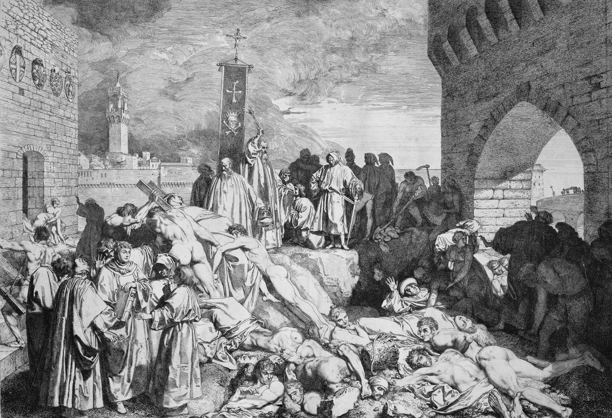 - Wielka plaga we Florencji 1348 r. - Plaga we Florencji w 1348 r. - autorstwa Unknown artist