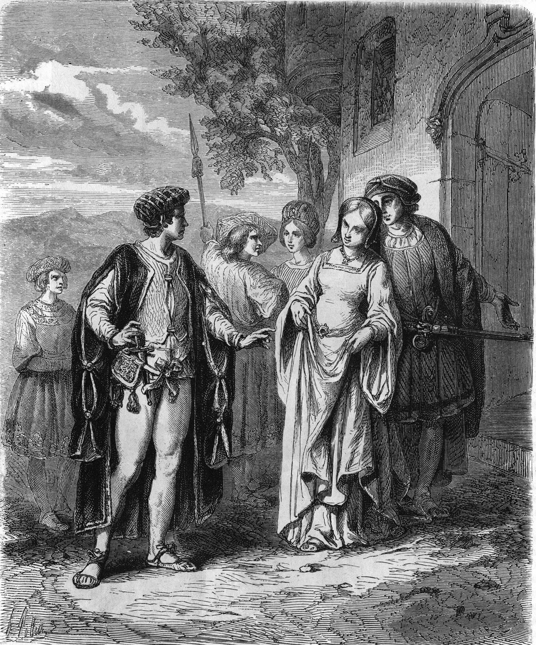 Stroje z XV wieku. Grawerowanie z XIX wieku. autorstwa Unknown artist