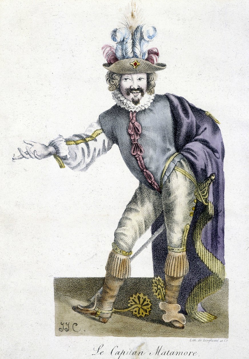 XVI-wieczna postać teatralna: Kapitan Matamore, Arts Deco. autorstwa Unknown artist