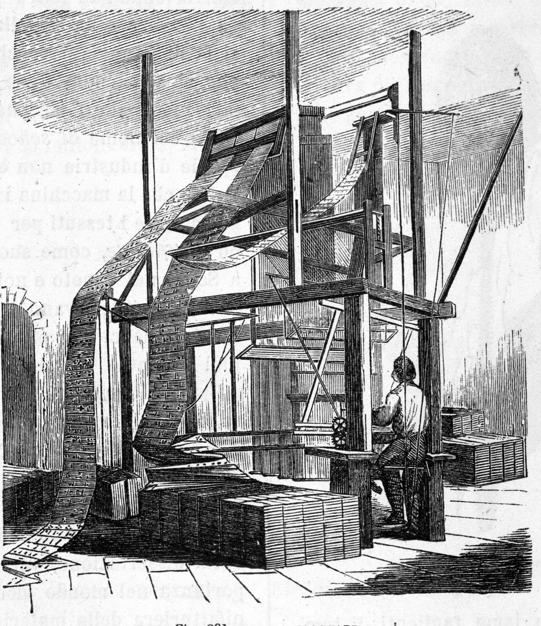 1801 Krosno tkackie żakardowe. Grawerowanie z XIX wieku. autorstwa Unknown artist