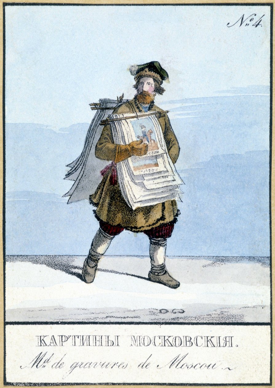 Moskiewski handlarz grawerem z XIX wieku. Ilustracja z XIX wieku. autorstwa Unknown artist